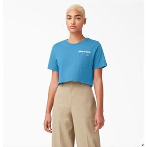 Dickies Women's Blue Cropped Graphic T-Shirt Size Large
